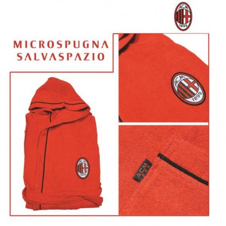 ACCAPPATOIO MICROSPUGNA SALVASPAZIO AC MILAN ORIGINAL MIS M 100% COTONE ROSSO E BORDI NERI PROD.UFFICIALE HERMET ITALY