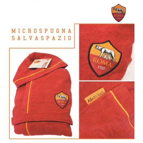 ACCAPPATOIO SALVASPAZIO AS ROMA 8/10 ANNI MICROSPUGNA DI PURO COTONE ROSSO ROMA E BORDI GIALLI PRODOTTO UFFICIALE