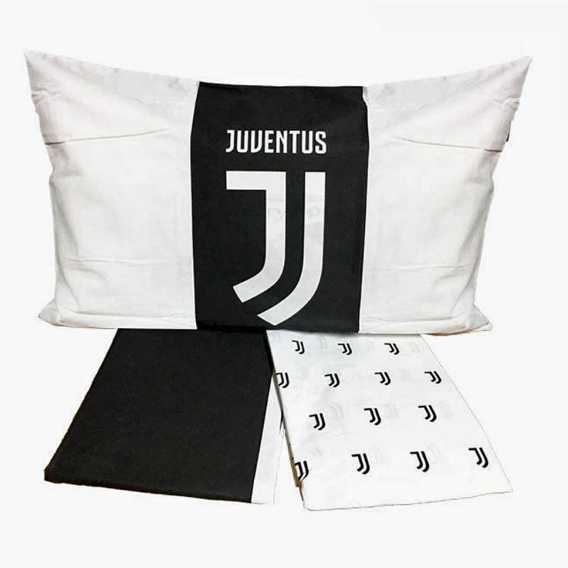 COMPLETO LETTO 1 PIAZZA FC JUVENTUS PRODO. UFFICIALE LENZUOLO SOPRA  150X280CM SOTTO CON ANGOLI 90X190CM + FEDERA 50X80CM - Parole e Pensieri