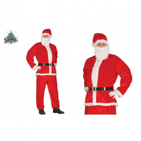 COSTUME BABBO NATALE ADULTO VESTITO SANTA CLAUS COMPLETO CAPPELLO BARBA GIACCA CINTURA PANTALONI E GUANTI