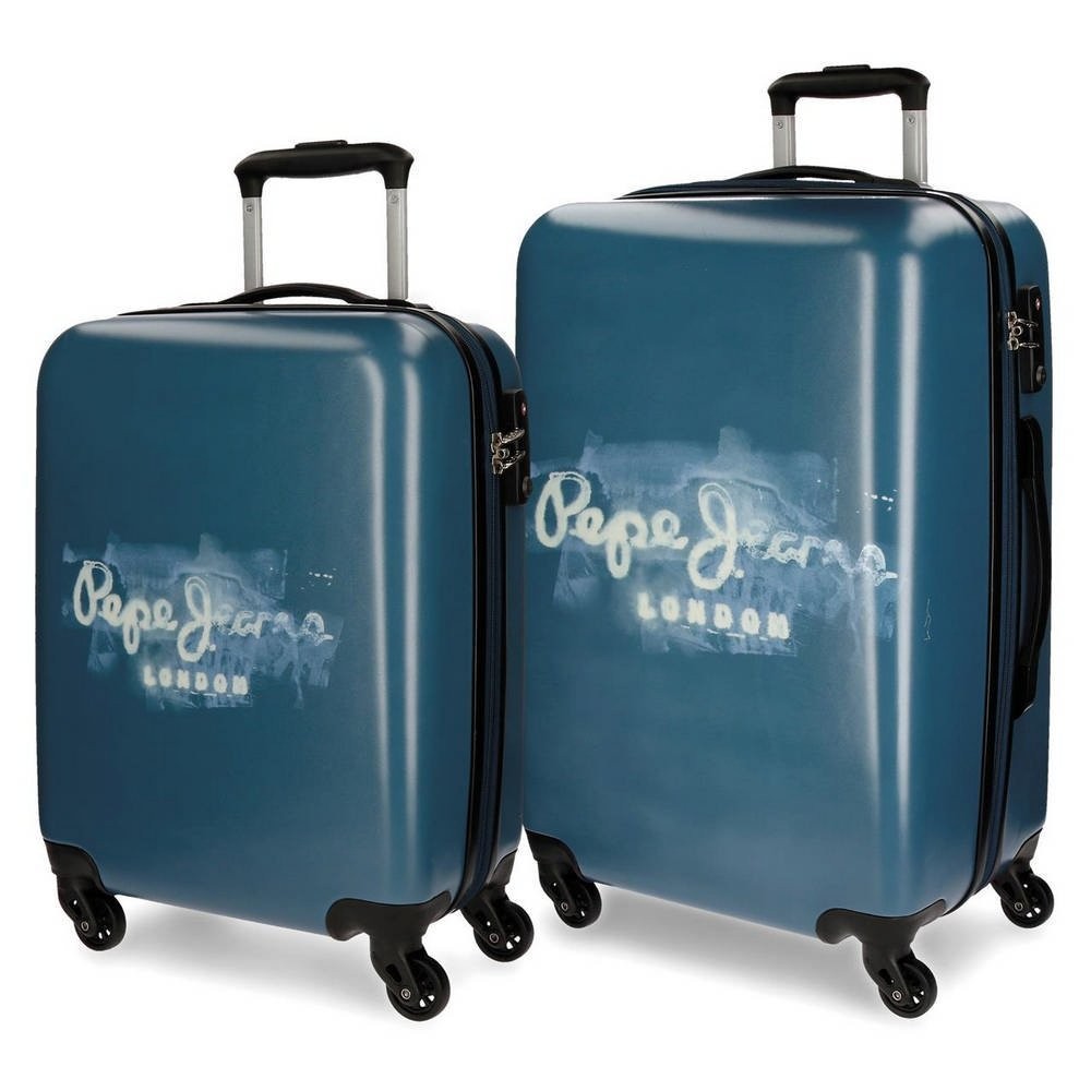 VALIGIE SET 2 TROLLEY ABS DA VIAGGIO 4 RUOTE PEPE JEANS 1 BAG.A MANO  37X55X20 1 DA STIVA 45X69X26CM 2 CHIUSURE A COMBINA - Parole e Pensieri