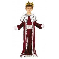 VESTITO RE MAGIO BABY 10/12 ANNI COSTUME TUNICA AMARANTO BORDATURE ARGENTO E A POIS PER TRAVESTIMENTI DI NATALE/CARNEVAL