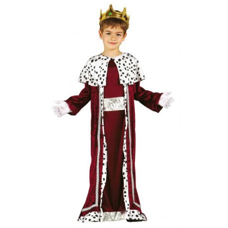 VESTITO RE MAGIO BABY 10/12 ANNI COSTUME TUNICA AMARANTO BORDATURE ARGENTO E A POIS PER TRAVESTIMENTI DI NATALE/CARNEVAL