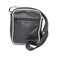 TRACOLLA BORSELLO FC JUVENTUS ORIGINALE NERO BORDI BIANCHI SIMILPELLE 22X18CM 2 TASCHE ESTER+1 INTERN.E CHIUSURA CON ZIP