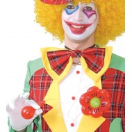 FIORE PLASTICA 13CM CON POMPETTA SPRUZZA ACQUA PER TRAVESTIMENTI E SCHERZI DI CARNEVALE CLOWN PAGLIACC.GIOCOLIERE CIRCO