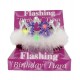 CORONCINA IN PVC HAPPY BIRTHDAY 18 ANNI CON LUCI E PIUME FUNZIONAMENTO A BATTERIE INCLUSE