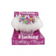 CORONCINA IN PVC HAPPY BIRTHDAY GIRL CON LUCI E PIUME FUNZIONAMENTO E BATTERIE INCLUSE