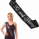 FASCIA IN RASO NERO SCRITTA ARGENTO 30 AND FLIYRTY SCRITTA HAPPY BIRTHDAY EFFETTO DIAMANTINI