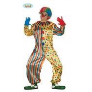 COSTUME CARNEVALE CLOWN PAGLIACCIO ADULTO TAGLIA M 48/50 VESTITO GIOCOLIERE SOLO TUTA 100%POLIESTER COD 84930 GUIRCA