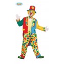 COSTUME CARNEVALE CLOWN PAGLIACCIO ADULTO TAGLIA M 48/50 VESTITO GIOCOLIERE COMPLETO DI GIACCA CAPPELLO E PANTALONI