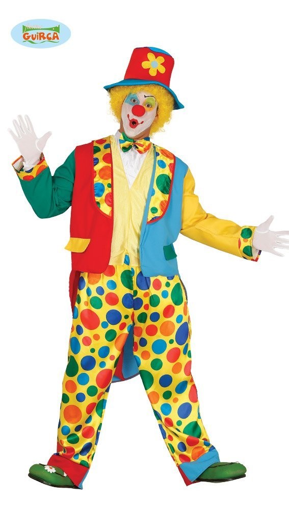 COSTUME CARNEVALE CLOWN PAGLIACCIO ADULTO TAGLIA XL 54 56 VESTITO GIOCOLIERE COMPLETO DI GIACCA CAPPELLO E PANTALONI Parole e Pensieri