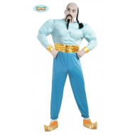 COSTUME CARNEVALE GENIO DELLA LAMPADA MUSCOLI TAGLIA UN. M VESTITO COMPLETO TUTA E CINTURONE PER TRAVESTIMENTI VARI