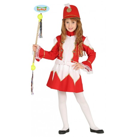 COSTUME CARNEVALE MAJORETTE BIMBA 5/6 ANNI VESTITO COMPLETO CAPPELLO/GIACCA/GONNA PER TRAVESTIMENTI E SPETTACOLI VARI