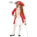 COSTUME CARNEVALE MOSCHETTIERA BAMBINA 5/6 ANNI VESTITO COMPLETO DI CAPPELLO/COPRICOLLO E PER TRAVESTIMENTI VARI