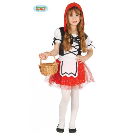 COSTUME CARNEVALE CAPUCCETTO ROSSO BAMBINA 5/6 ANNI VESTITO CON CAPUCCIO/ PER TRAVESTIMENTI E SCENE A TEMA LUPO CATTIVO