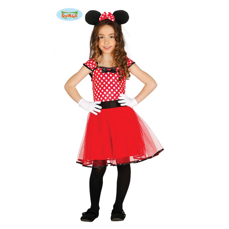 COSTUME CARNEVALE TOPOLINA MINNIE BIMBA 5/6 ANNI VESTITO COMPLETO DI  CERCHIETTO ORECCHIE X TRAVESTIMENTI E PARTY A TEMA - Parole e Pensieri