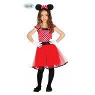 COSTUME CARNEVALE TOPOLINA MINNIE BIMBA 7/9 ANNI VESTITO COMPLETO DI CERCHIETTO ORECCHIE X TRAVESTIMENTI E PARTY A TEMA