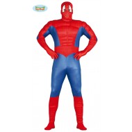 COSTUME CARNEVALE SUPER HEROE MUSCULOSO TAGLIA UN.ADULTI VESTITO E CAPUCCIO X TRAVESTIMENTI A TEMA SPIDERMAN UOMO RAGNO