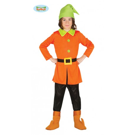 COSTUME CARNEVALE GNOMO NANO 7/9 ANNI BIANCANEVE E I 7 NANI VESTITO COMPL.CAPPELLO CAMICIA CINTURA PANTALONI C.STIVALI