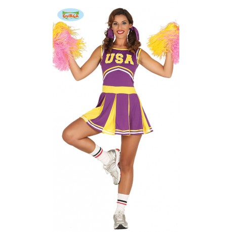 COSTUME CARNEVALE POM POM CHEERLEADER TAGL.M PER TRAVESTIMENTI E INTRATTENIMENTI DA STADIO SOLO VESTITO NO ACCESSORI