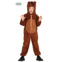 COSTUME CARNEVALE ORSO BRUNO BAMBINI 5/6 ANNI VESTITO COMPLETO TUTA/CAPUCCIO PER TRAVESTIMENTI DI ANIMALI PREDATORI