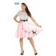 COSTUME CARNEVALE PIN UP RAGAZZA BARBONCINO VESTITO ANNI 50/60 MIS M COMPLETO FOULARD E CINTURA.GREASE NO ACCESSORI