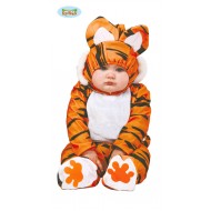 COSTUME CARNEVALE TIGRE BAMBINI 6/12 MESI VESTITO COMPLETO DI TUTONE CAPUCCIO E SCARPETTE 100%POLIESTER GUIRCA