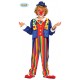 VESTITO CARNEVALE CLOWN PAGLIACCIO 3/4 ANNI COSTUME COMPLETO DI 3 PEZZI TUNICA INTERA CON PAPILLON/GIACCA/NASO POLIESTER