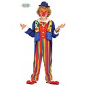 VESTITO CARNEVALE CLOWN PAGLIACCIO 3/4 ANNI COSTUME COMPLETO DI 3 PEZZI TUNICA INTERA CON PAPILLON/GIACCA/NASO POLIESTER