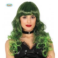 PARRUCCA VERDE A CASCHETTO LUNGA ONDULATA COLORE VERDE PER TRAVESTIMENTI DI CARNEVALE E PARTY A TEMA NO ACCESSORI