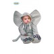 COSTUME CARNEVALE ELEFANTE BABY 6/12 MESI VESTITO PER BAMBINI COMPLETO TUTA CAPUCCIO BROBOSCIDE E PIEDI NO ACCESSORI