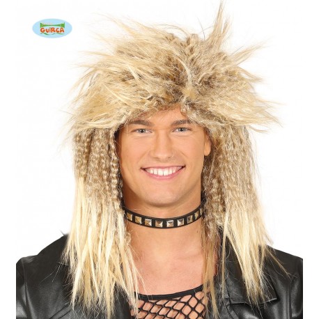 PARRUCCA BIONDA PUNK ROCK STAR ARTICOLI PER TRAVESTIMENTI DI CARNEVALE E PARTY A TEMA ROCK ANNI 90 NO ACCESSORI
