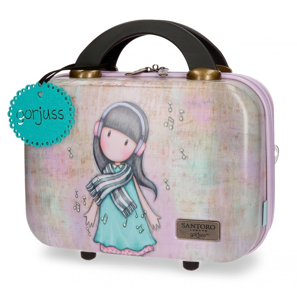 BEAUTY RIGIDO ABS DA VIAGGIO GORJUSS LOST IN MUSIC SANTORO LONDON  29X21X15CM CON ELASTICO PER AGGANCIO TROLLEY VALIGIA - Parole e Pensieri