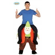 COSTUME CARNEVALE GNOMO DA CAVALCARE TAGL.UN 50/54 SOLO VESTITO GNOMO COMPLETO E GAMBE IMBOTTITE NO T-SHIRT