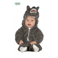 COSTUME BABY LUPO VESTITO TUTA CON CAPUCCIO 6/12MESI PER TRAVESTIMENTI DI CARNEVALE A TEMA ANIMALI FAVOLE NO ACCESSSORI