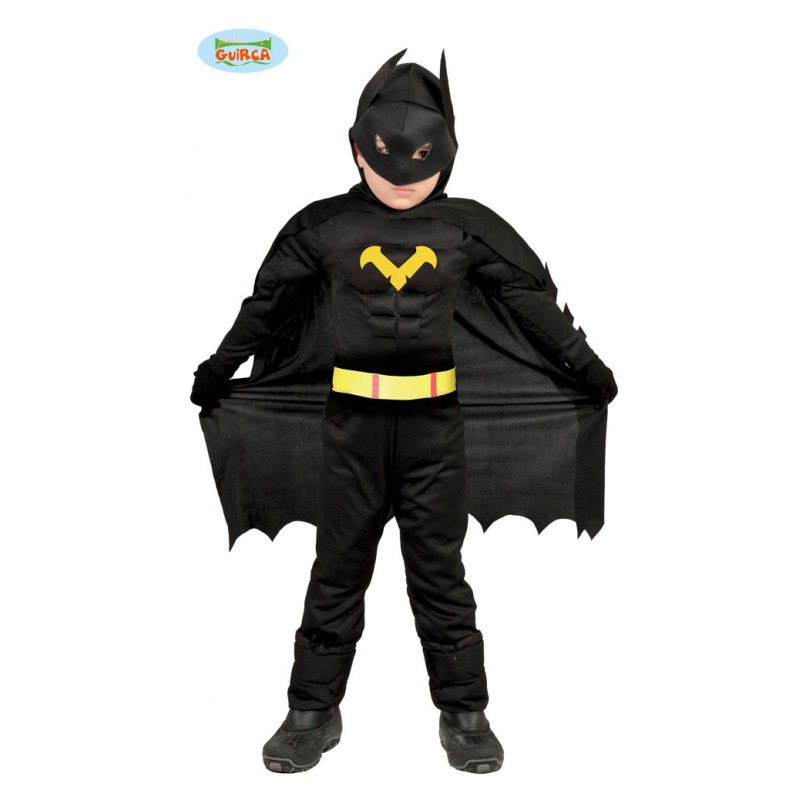 COSTUME CARNEVALE BLACK HERO BATMAN BAMBINO 3/4 ANNI VESTITO COMPLETO DI  TUTA CINTURA CAPUCCIO E MANTELLO NO ACCESSORI - Parole e Pensieri