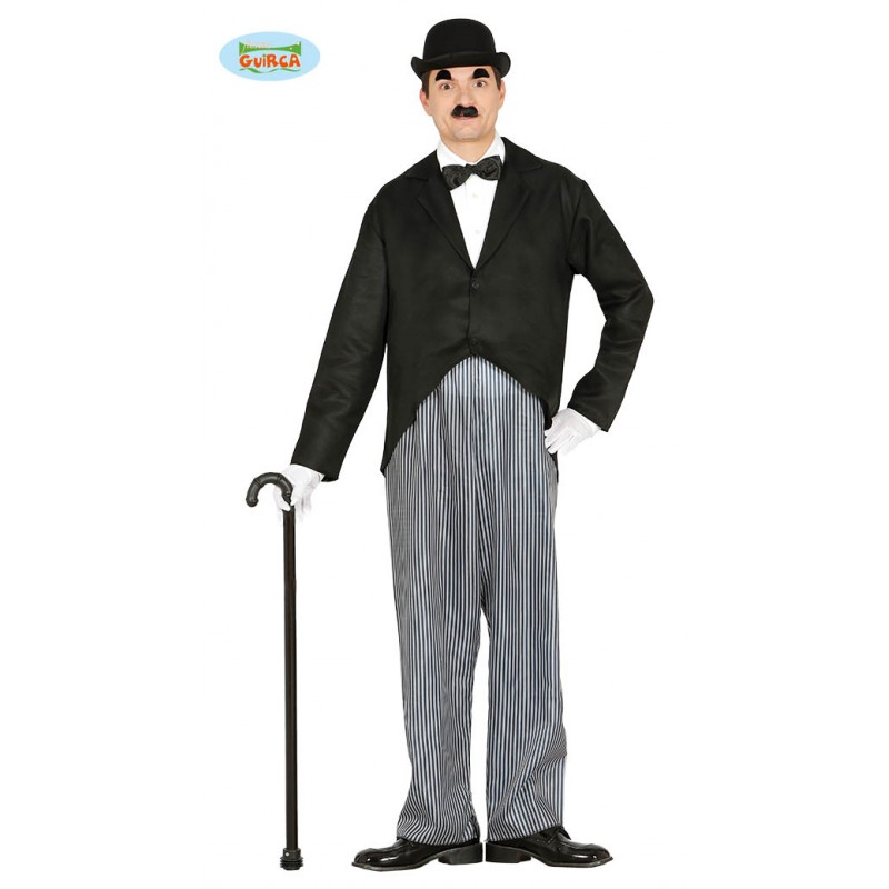 COSTUME CARNEVALE ATTORE CHARLIE CHAPLIN ADULTO TG M VESTITO COMPLETO  GIACCA E PANTALONE PER FESTE A TEMA NO ACCESSORI - Parole e Pensieri