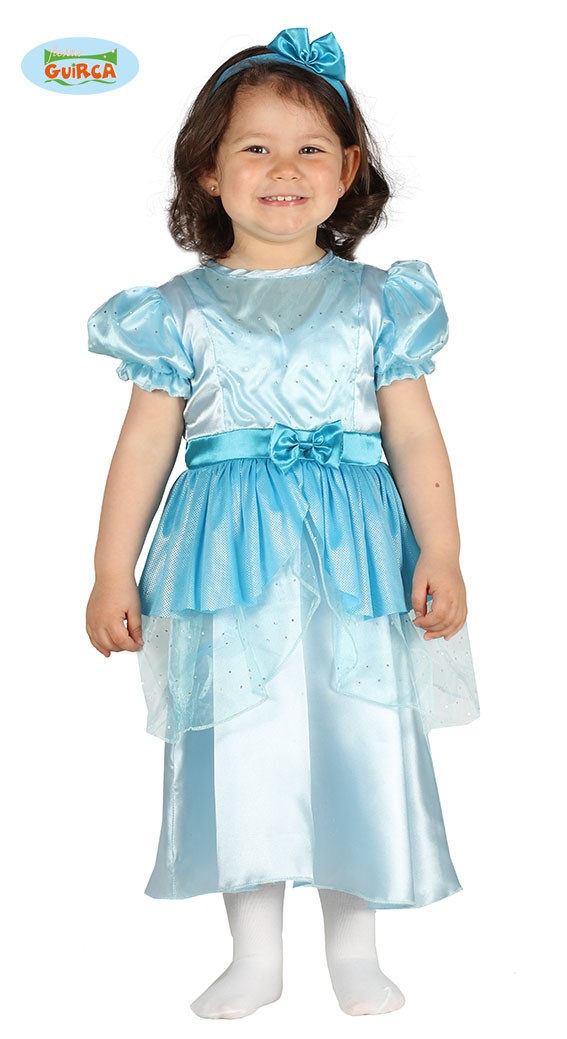 COSTUME CARNEVALE PRINCIPESSA AZZURRA BAMBINA 12/24 MESI VESTITO E  CERCHIETTO PER TRAVESTIMENTI FIABESCHI NO ACCESSORI - Parole e Pensieri