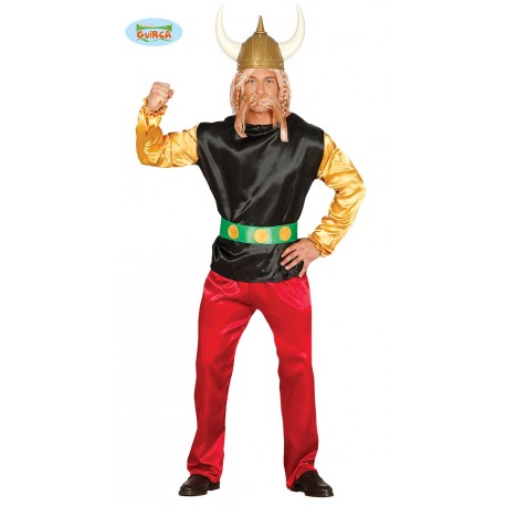 COSTUME CARNEVALE GUERRIERO FRANCESE GALLICO ASTERIX GALLO VESTITO TG UN COMPL.CASACCA CINTURA E PANTALONE NO ACCESSORI