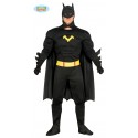 COSTUME CARNEVALE BLACK HERO BATMAN ADULTO TG M VESTITO COMPLETO TUTA/MASCHERA CON MANTELLO E CINTURA NO ACCESSORI