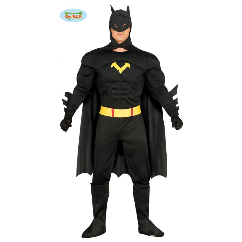 COSTUME CARNEVALE BLACK HERO BATMAN ADULTO TG M VESTITO COMPLETO  TUTA/MASCHERA CON MANTELLO E CINTURA NO ACCESSORI - Parole e Pensieri