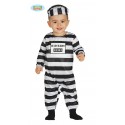 COSTUME CARNEVALE PRIGIONIERO BAD BABY 12/24 MESI VESTITO COMPLETO TUTA E CAPPELLO DA DETENUTO CARCERATO NO ACCESSORI