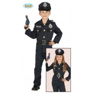 COSTUME CARNEVALE POLIZIOTTO BAMBINI 7/9 ANNI VESTITO COMPLETO CAPPELLO CAMICIA CINTURA PANTALONE TRAVESTIMENTI POLIZIES