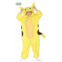 COSTUME CARNEVALE CHINCHILLA ELECTRIK POKEMON PIKACHU 7/9 ANNI VESTITO MONOTUTA COMPLETO CAPUCCIO E CODA NO ACCESSORI