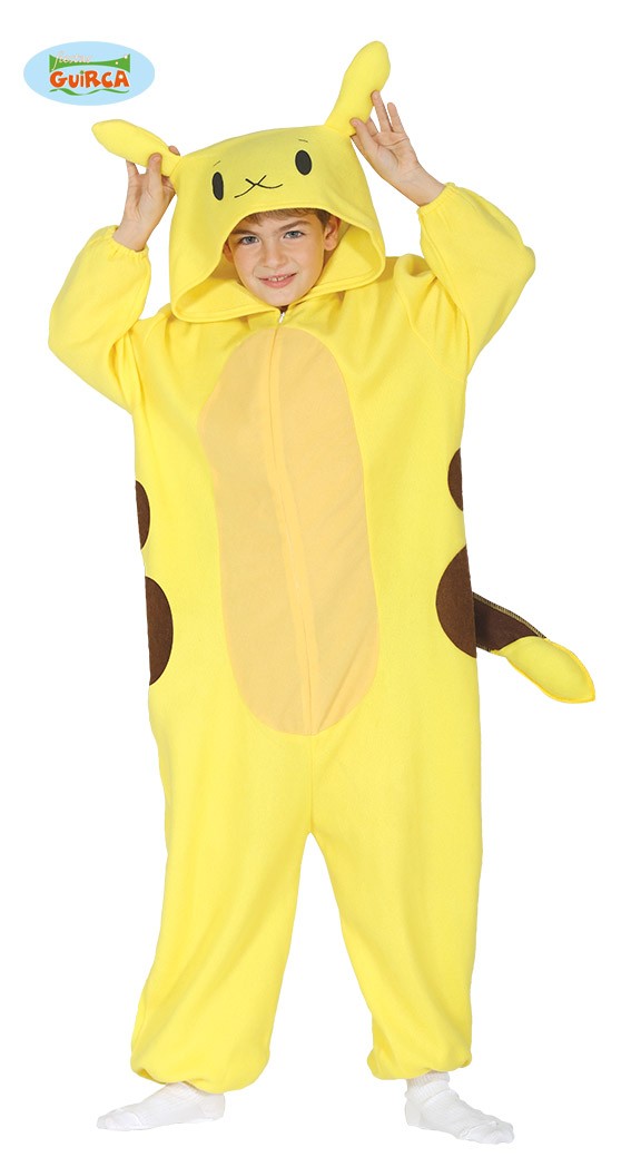 COSTUME CARNEVALE CHINCHILLA ELECTRIK POKEMON PIKACHU 7 9 ANNI VESTITO MONOTUTA COMPLETO CAPUCCIO E CODA NO ACCESSORI Parole e Pensieri