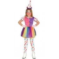 COSTUME CARNEVALE PAYASITA PAGLIACCIO CLOWN BAMBINA 3/4 ANNI VESTITO COMPLETO DI CAPPELLINO NO ACCESSORI COD 10224