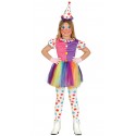 COSTUME CARNEVALE PAYASITA PAGLIACCIO CLOWN BAMBINA 10/12 ANNI VESTITO COMPLETO DI CAPPELLINO NO ACCESSORI C.10225 GUIRM