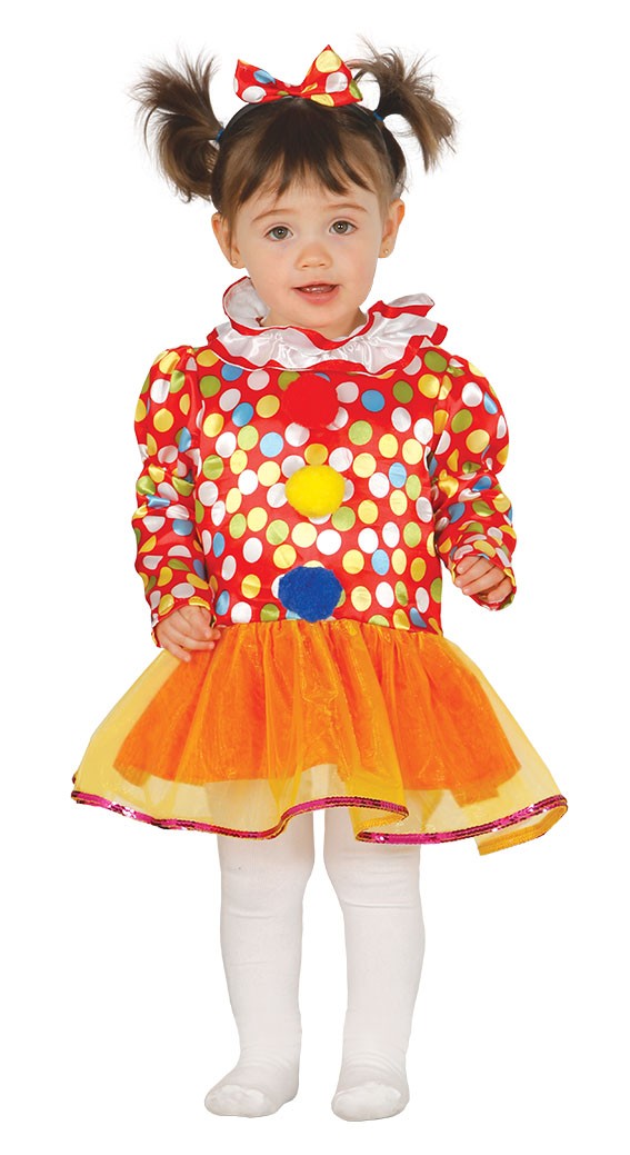 COSTUME CARNEVALE PAYASITA PAGLIACCIO CLOWN BAMBINA 12/24 MESI