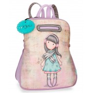 ZAINO TEMPO LIBERO LOST IN MUSIC GORJUSS SANTORO LONDON ORIGINAL 31X38X15CM CON ZIP ESTENSIBILE ROSA/LILLA SFUM.100%PU