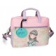 BORSA PORTA PC LAVORO T. LIBERO LOST IN MUSIC GORJUSS SANTORO LONDON ORIG. 32X25X6CM CON TRACOLLA ROSA/LILLA SFUM.100%PU